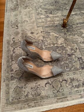 Steve Madden Silver Crystal D'Orsay Pointed Toe Heels
